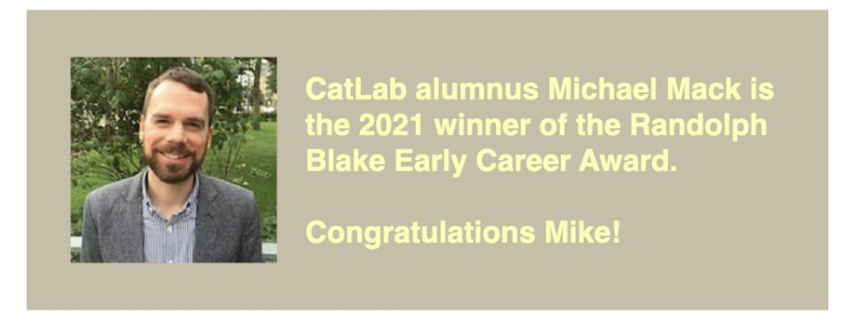 Mike Mack Wins 2021 Randolph Blake Early Career Award