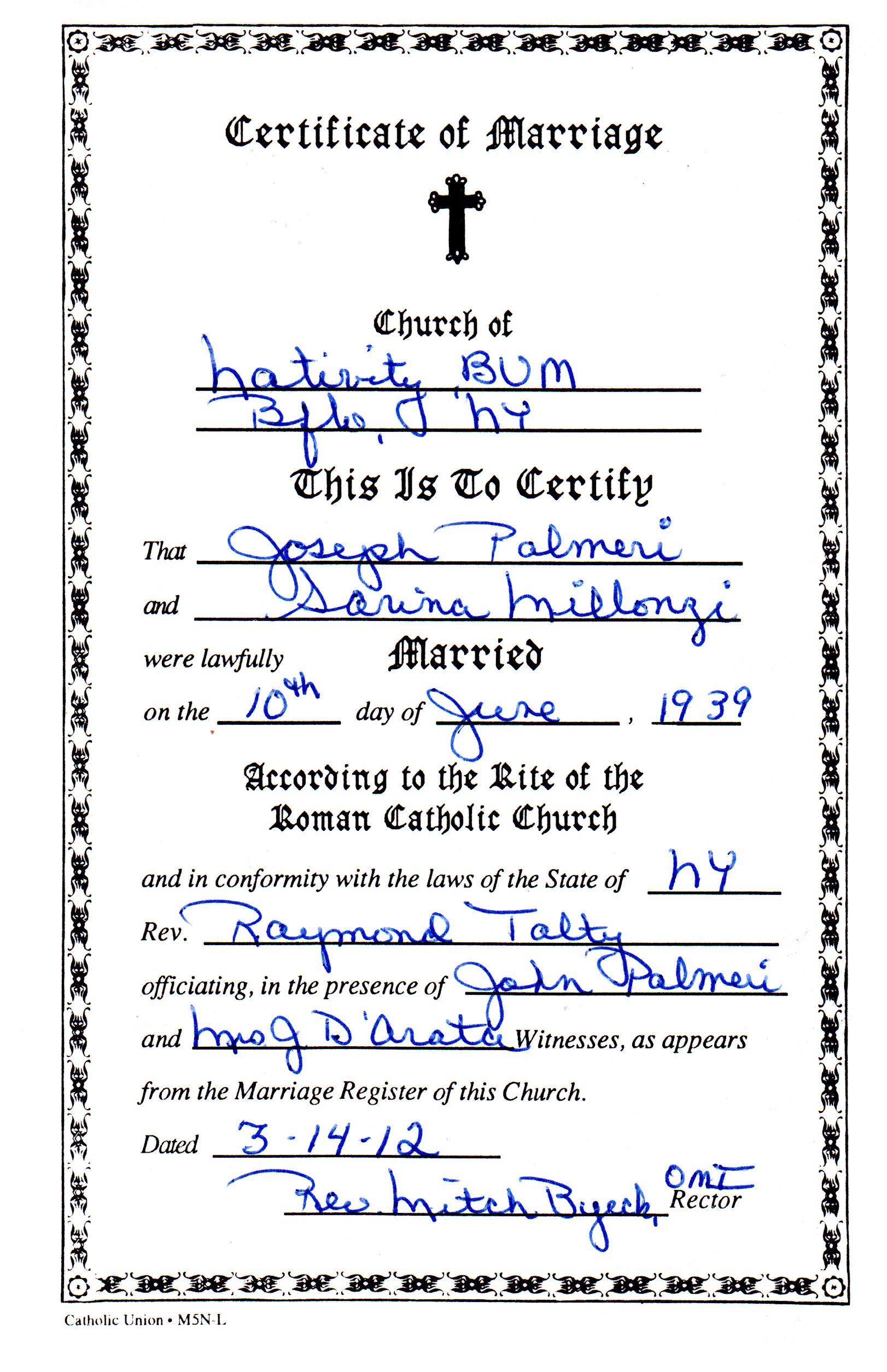marriage certificate – Genealogy and Jure Sanguinis Within Roman Catholic Baptism Certificate Template