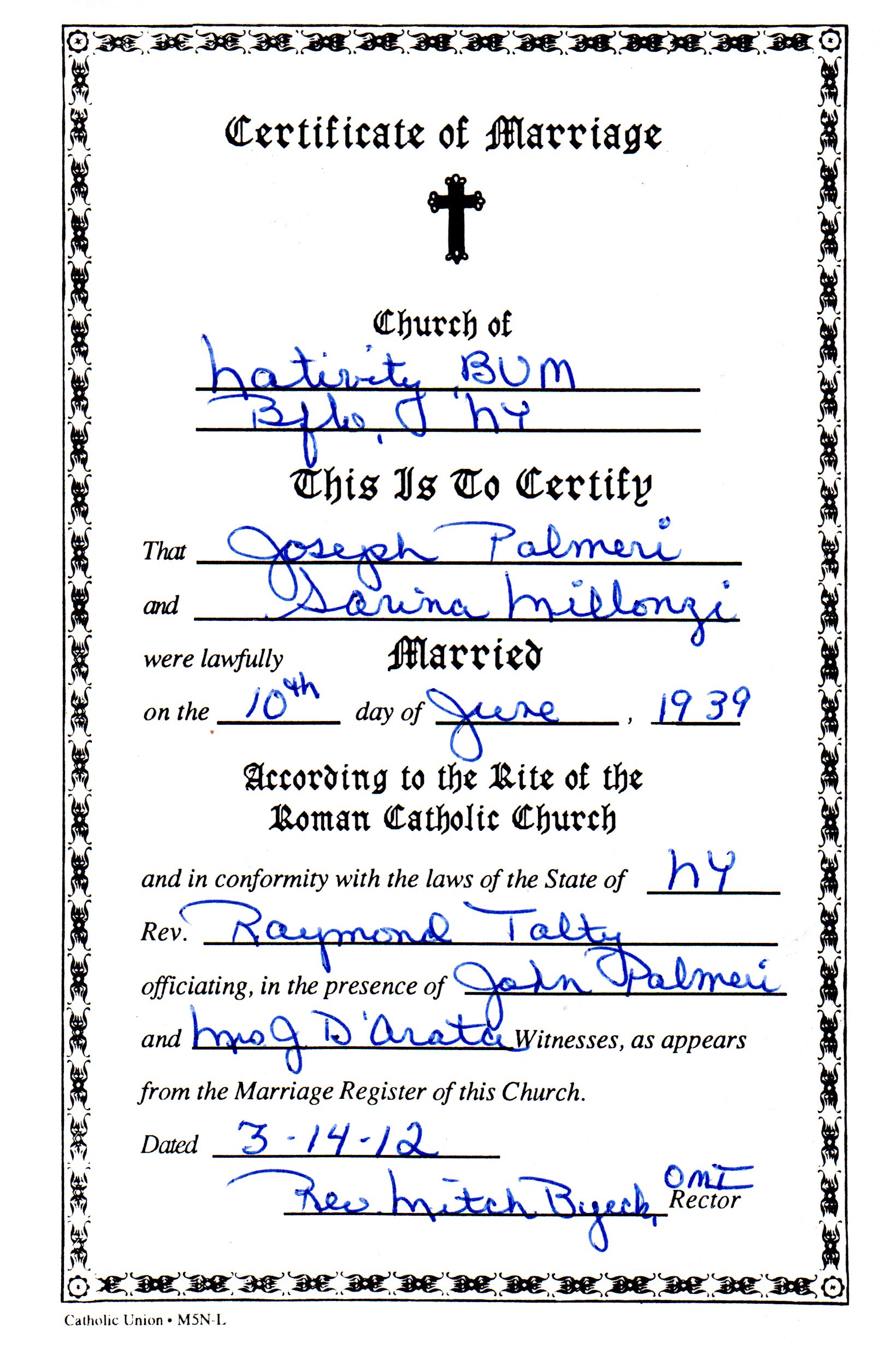 Simple Blank Marriage Certificate