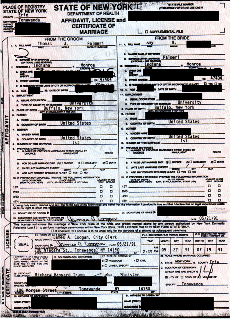 Official Marriage Certificate